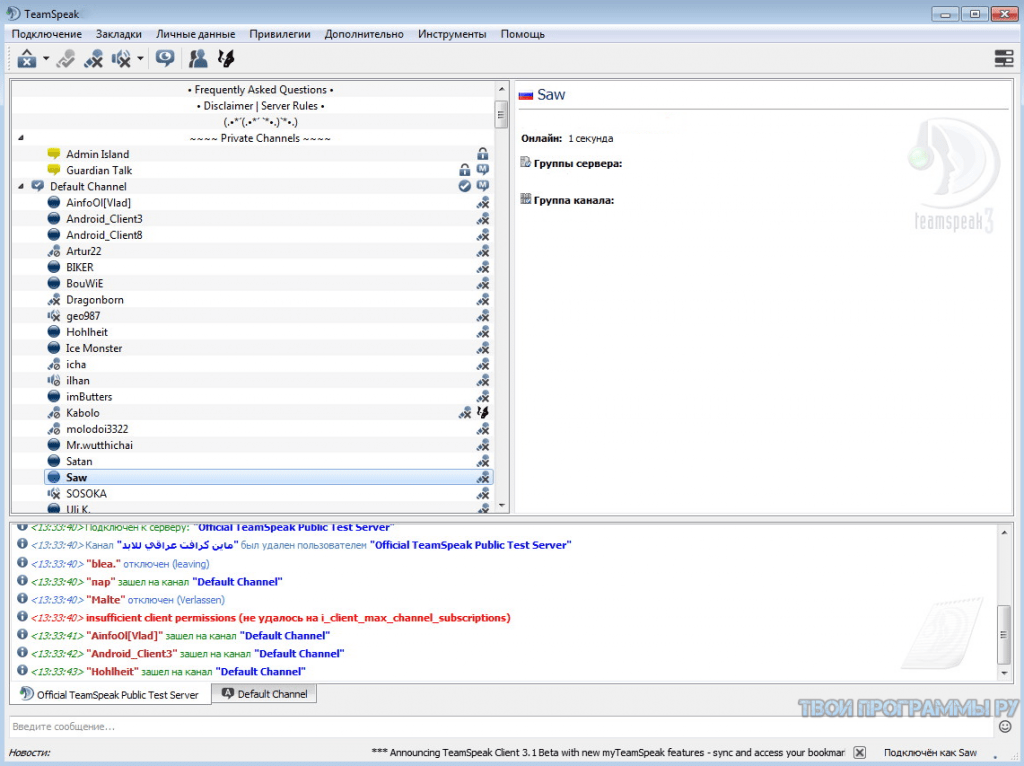 Средство управления каналами teamspeak 3 что это